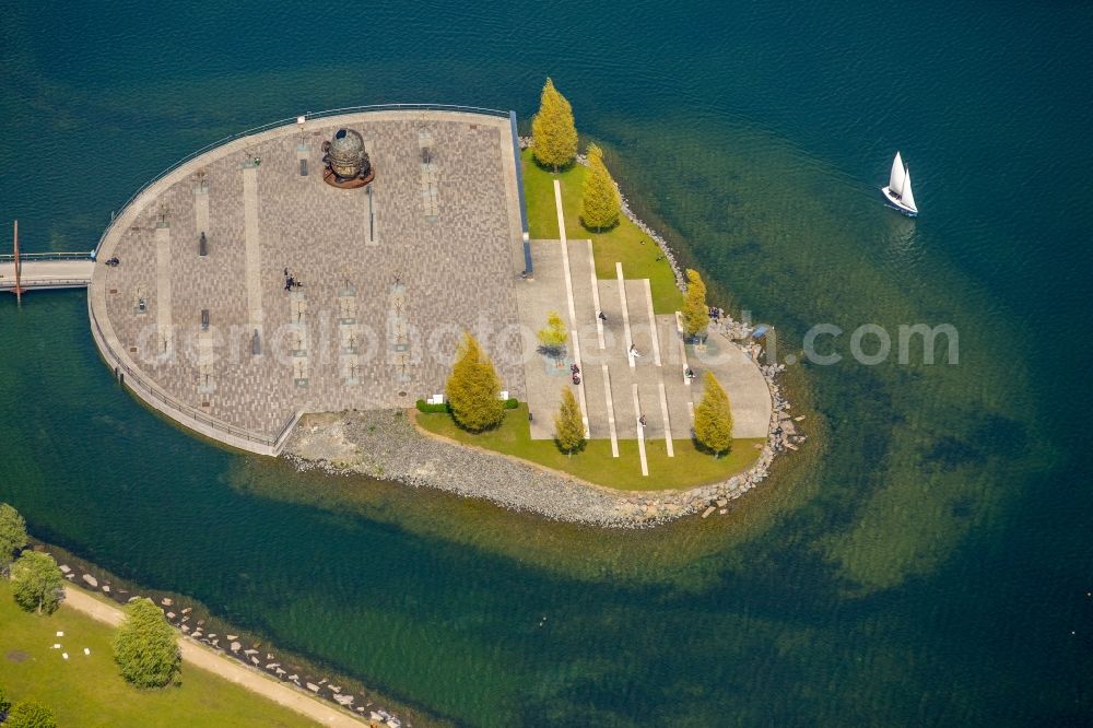 Aerial image Dortmund - Lake Island Kulturinsel on the Phoenixsee in Dortmund in the state North Rhine-Westphalia