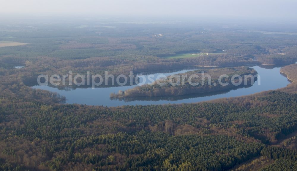 Lanke from above - Lake Island on the Liepnitzsee in Lanke in the state Brandenburg