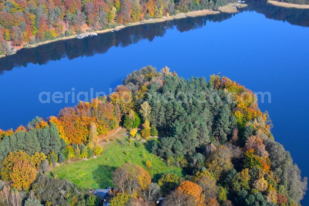 Lanke from the bird's eye view: Lake Island on the Liepnitzsee in Lanke in the state Brandenburg, Germany