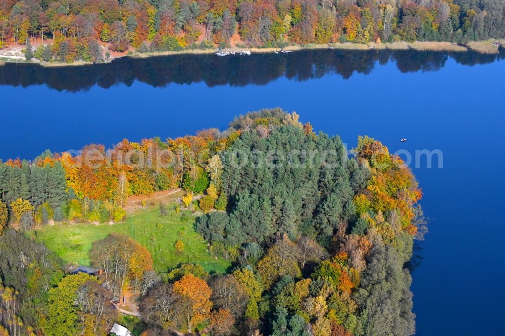 Aerial image Lanke - Lake Island on the Liepnitzsee in Lanke in the state Brandenburg, Germany