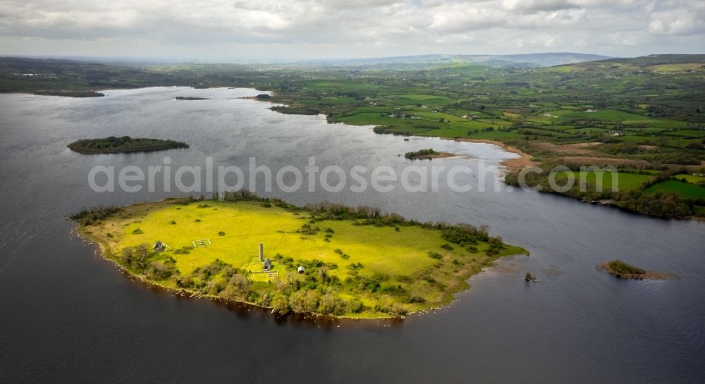 Aerial image Mountshannon - Lake Island on the Lough Derg in Mountshannon in Clare, Ireland