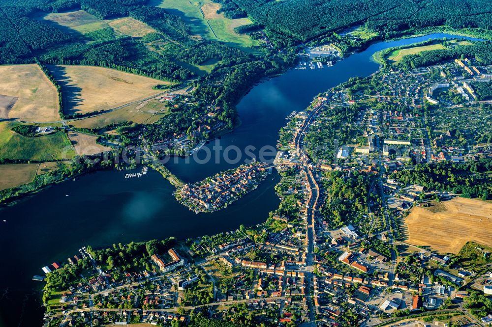 Malchow from above - Lake Island on the Malchower See aloung Lange Strasse in Malchow in the state Mecklenburg - Western Pomerania