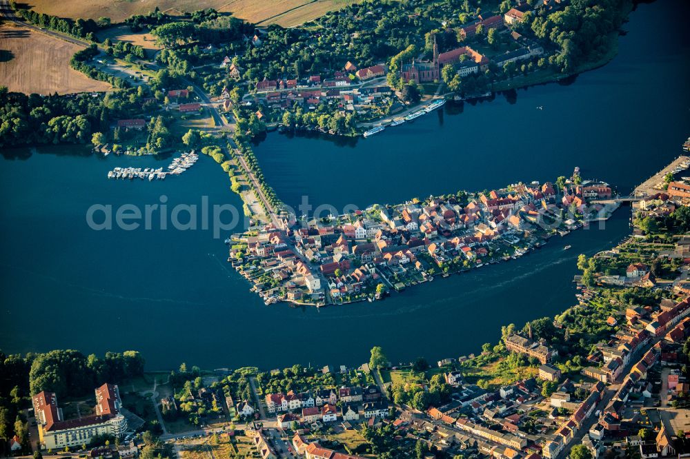 Aerial image Malchow - Lake Island on the Malchower See aloung Lange Strasse in Malchow in the state Mecklenburg - Western Pomerania