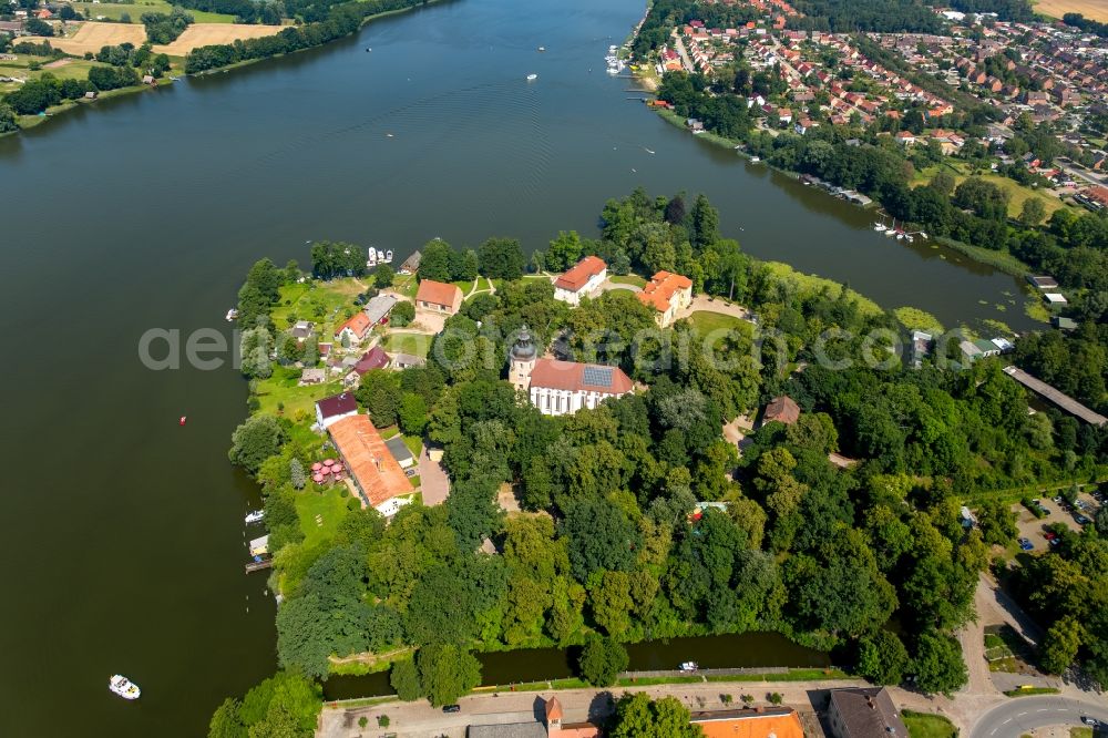 Mirow from the bird's eye view: Lake Island on the Mirower Lake in Mirow in the state Mecklenburg - Western Pomerania