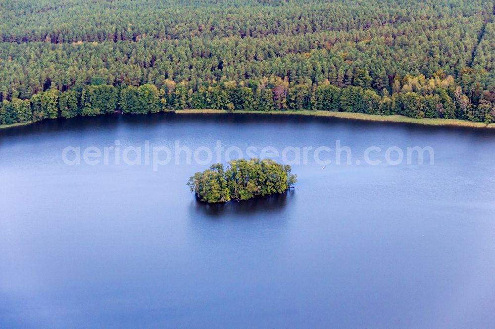 Fürstenberg/Havel from above - Lake Island on the Moderfitzsee in Fuerstenberg/Havel in the state Brandenburg