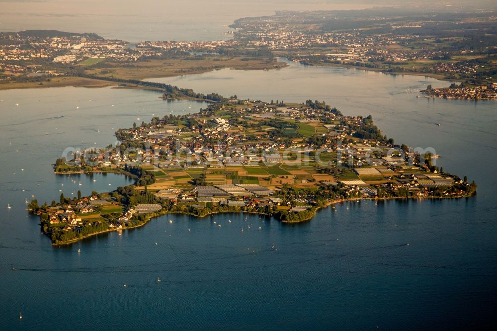 Reichenau from the bird's eye view: Lake Island Reichenau in the lake of constance in Reichenau in the state Baden-Wuerttemberg