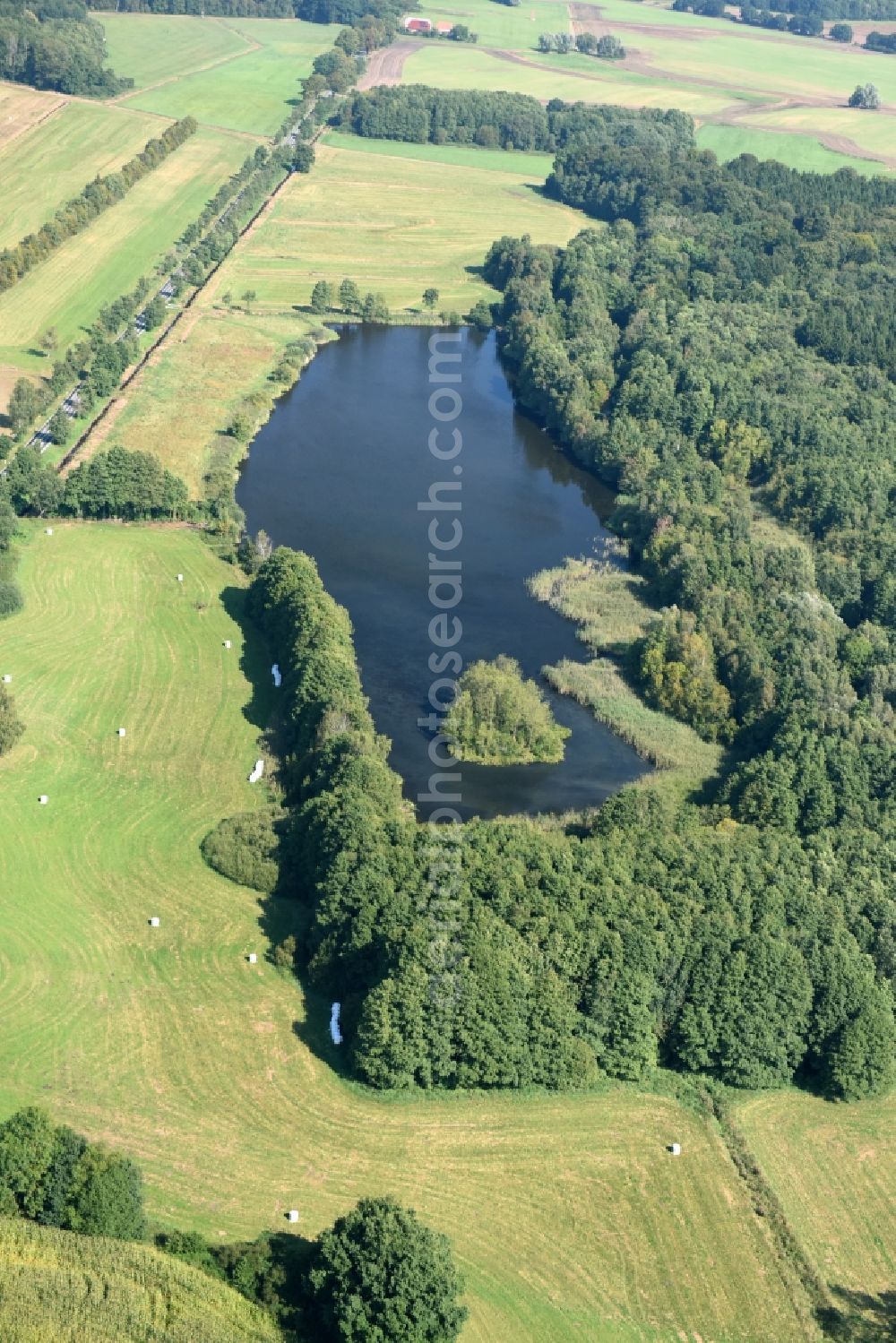 Aerial image Wittendörp - Lake Island in Wittendoerp in the state Mecklenburg - Western Pomerania