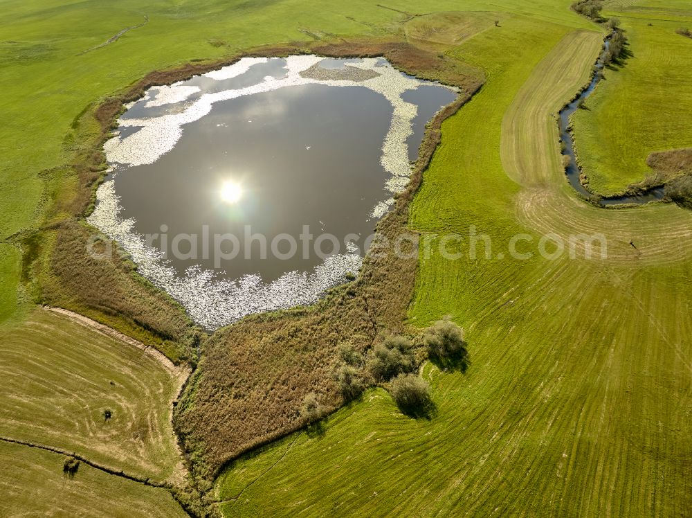 Aerial photograph Hintersee - Lake Island Teufelssee in Hintersee Allgaeu in the state Bavaria, Germany