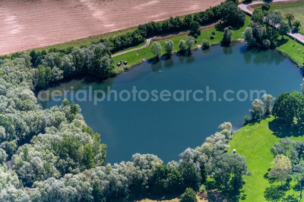 Kenzingen from above - Badesee in Kenzingen in the state Baden-Wurttemberg, Germany