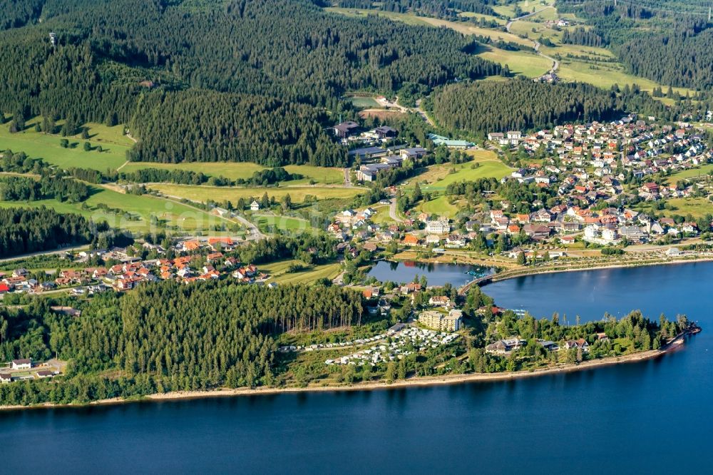 Aerial image Schluchsee - Lake bank areas in Schluchsee in the state Baden-Wurttemberg, Germany