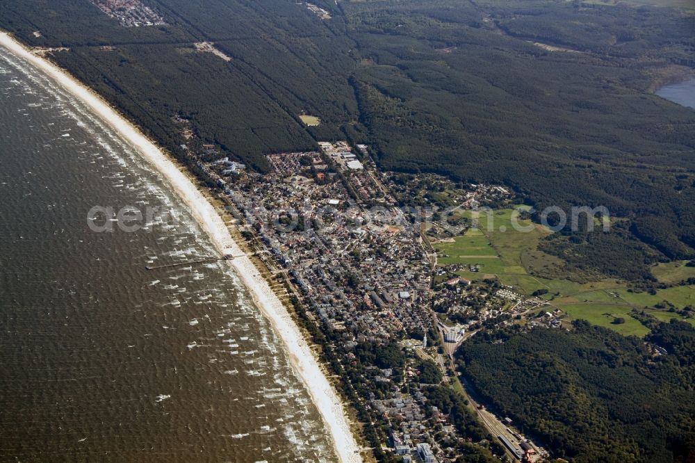 Ahlbeck from above - Baltic seaside resort on the coast of Usedom on the Baltic Sea in Mecklenburg-Western Pomerania