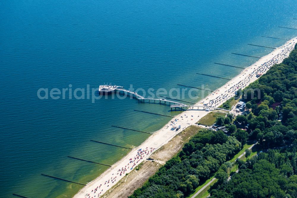 Koserow from above - Pier on the street Seebruecke Koserow in Koserow on the island of Usedom in the state Mecklenburg - Western Pomerania, Germany