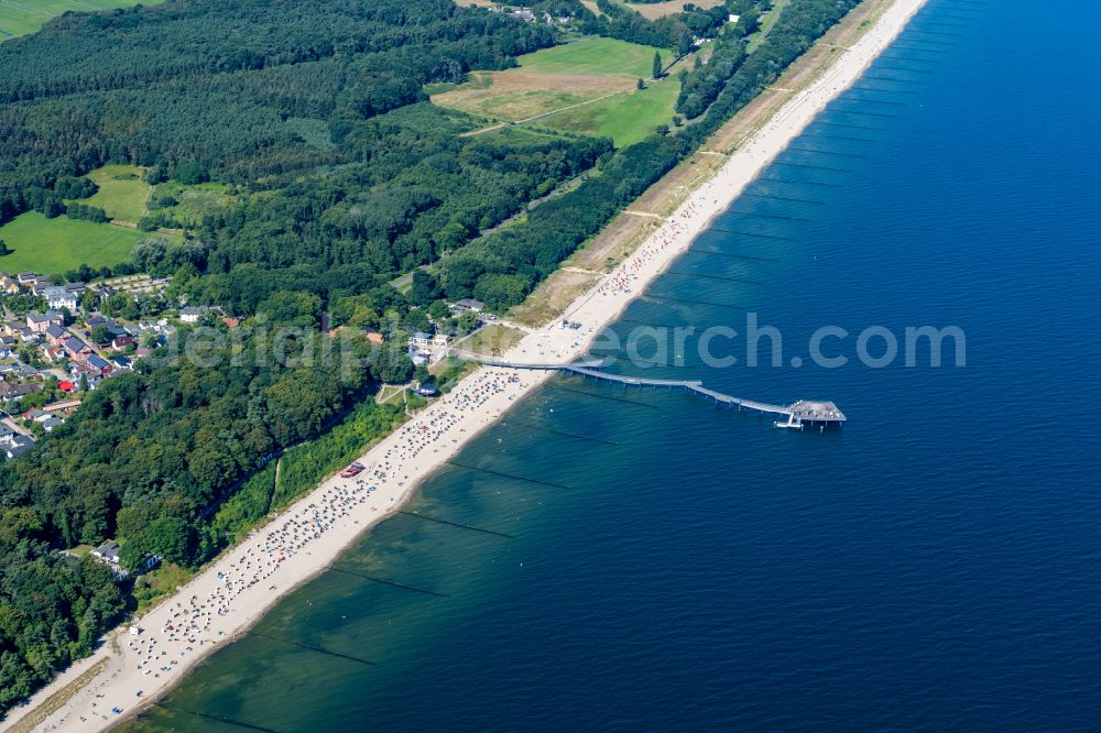 Aerial image Koserow - Pier on the street Seebruecke Koserow in Koserow on the island of Usedom in the state Mecklenburg - Western Pomerania, Germany