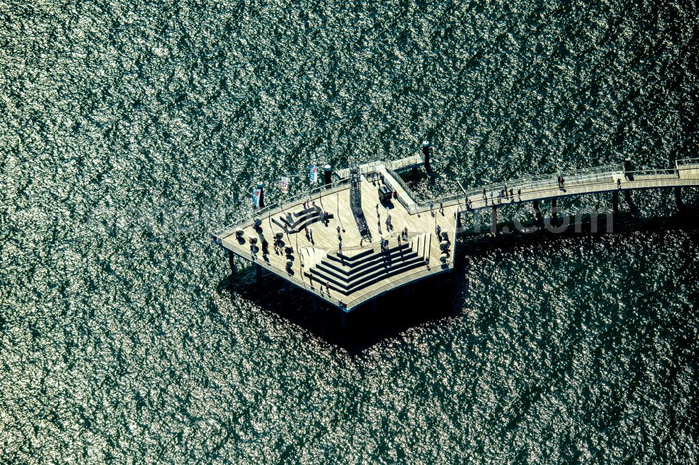 Aerial photograph Koserow - Pier on the street Seebruecke Koserow in Koserow on the island of Usedom in the state Mecklenburg - Western Pomerania, Germany