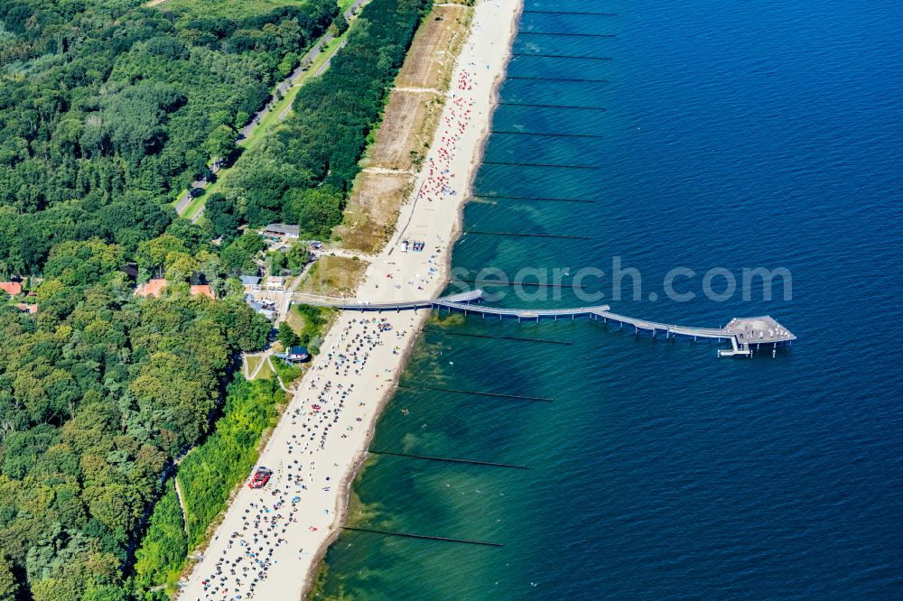 Aerial image Koserow - Pier on the street Seebruecke Koserow in Koserow on the island of Usedom in the state Mecklenburg - Western Pomerania, Germany