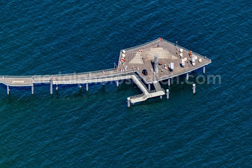 Aerial photograph Koserow - Pier on the street Seebruecke Koserow in Koserow on the island of Usedom in the state Mecklenburg - Western Pomerania, Germany