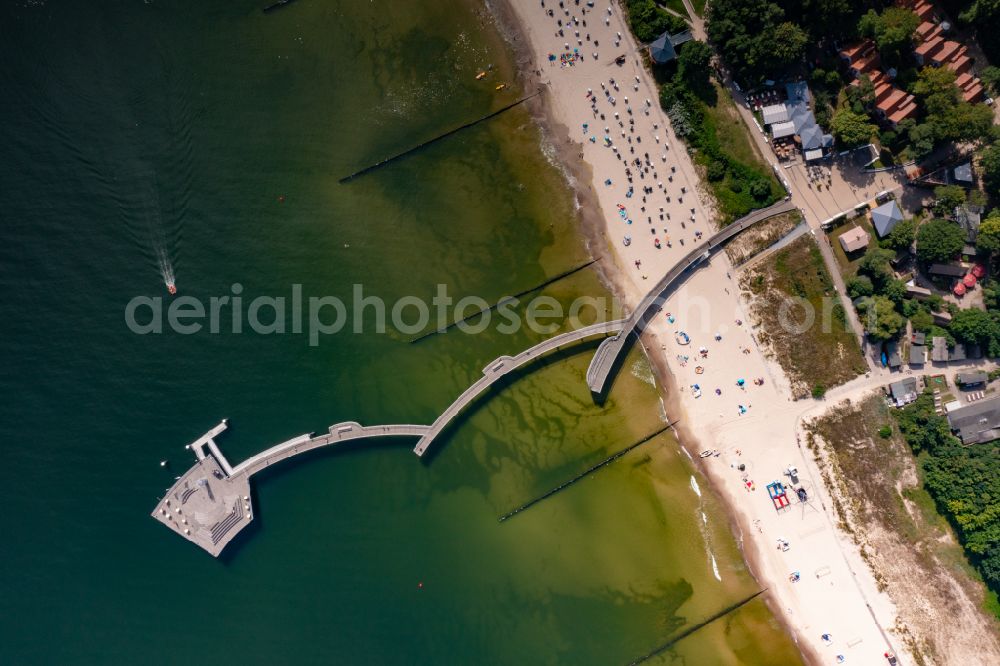 Koserow from above - Pier on the street Seebruecke Koserow in Koserow on the island of Usedom in the state Mecklenburg - Western Pomerania, Germany