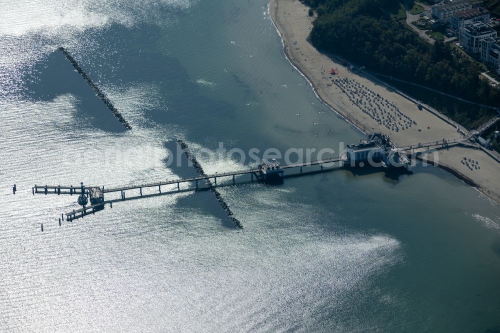 Sellin from the bird's eye view: Construction of the pier above the water surface in Sellin on the Baltic Sea coast in the state of Mecklenburg-West Pomerania, Germany