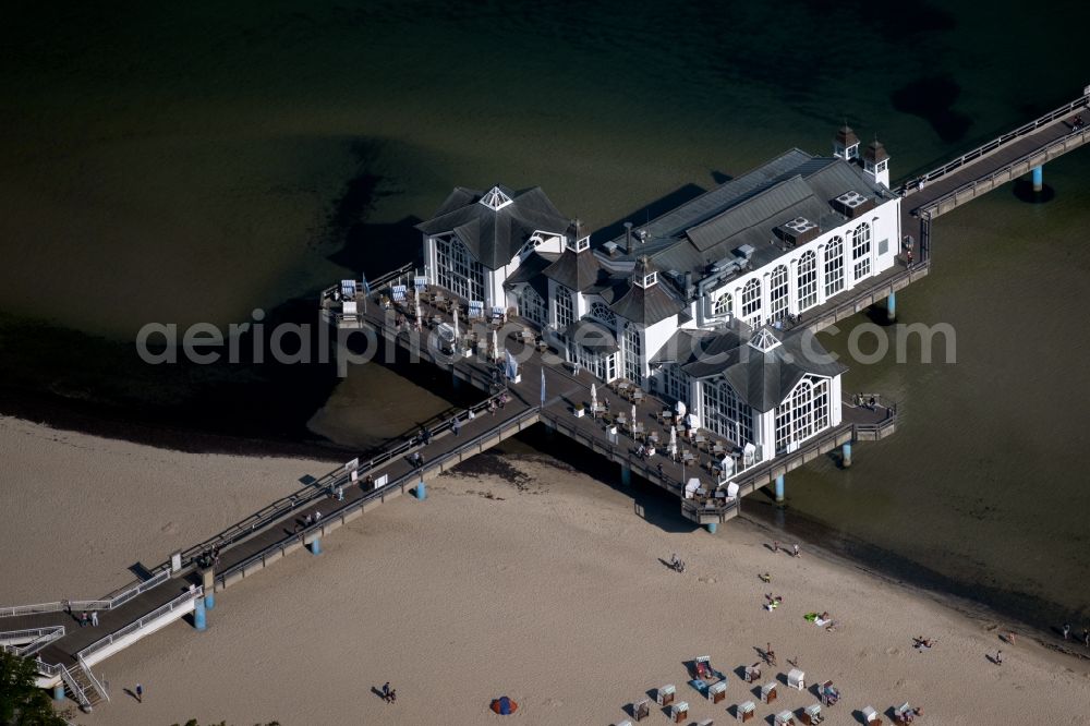 Sellin from the bird's eye view: Construction of the pier above the water surface in Sellin on the Baltic Sea coast in the state of Mecklenburg-West Pomerania, Germany