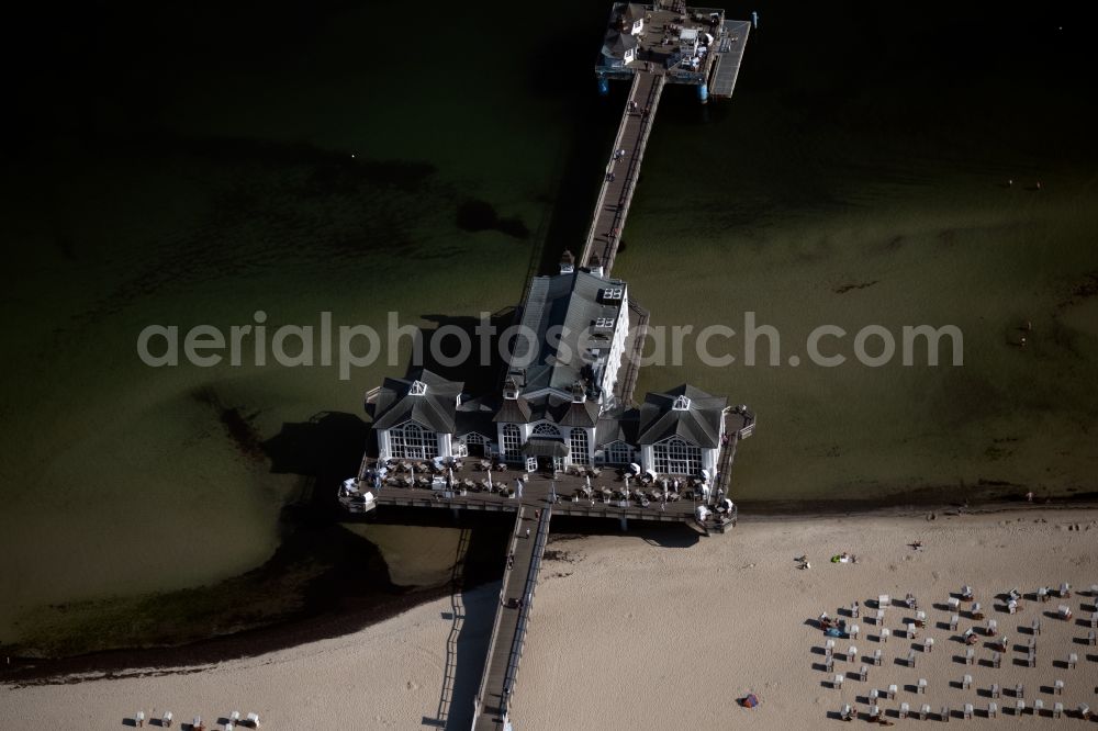 Sellin from the bird's eye view: Construction of the pier above the water surface in Sellin on the Baltic Sea coast in the state of Mecklenburg-West Pomerania, Germany