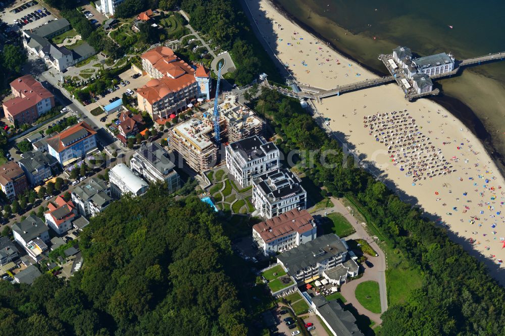 Sellin from the bird's eye view: Construction of the pier above the water surface in Sellin on the Baltic Sea coast in the state of Mecklenburg-West Pomerania, Germany