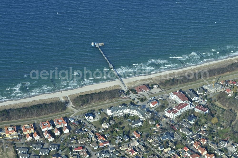 Aerial image Zingst - Pier on the Baltic coast in Zingst in Mecklenburg - Western Pomerania