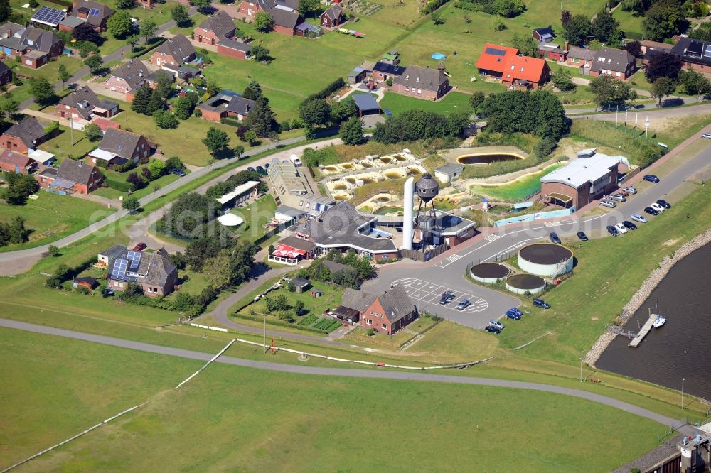 Friedrichskoog from above - Animal wildlife protection station of Seehundstation Friedrichskoog e.V. An der Seeschleuse in Friedrichskoog in the state Schleswig-Holstein