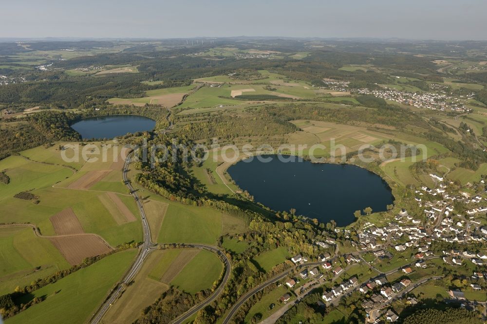 Schalkenmehren from above - Seascape Daun Maar in Schalkenmehren in Rhineland-Palatinate