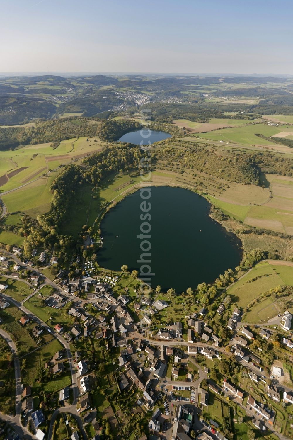 Aerial image Schalkenmehren - Seascape Daun Maar in Schalkenmehren in Rhineland-Palatinate