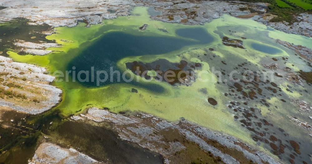 Aerial image Mullaghmore Burren County - Rock and mountain landscape in Mullaghmore Burren County in Clare, Ireland