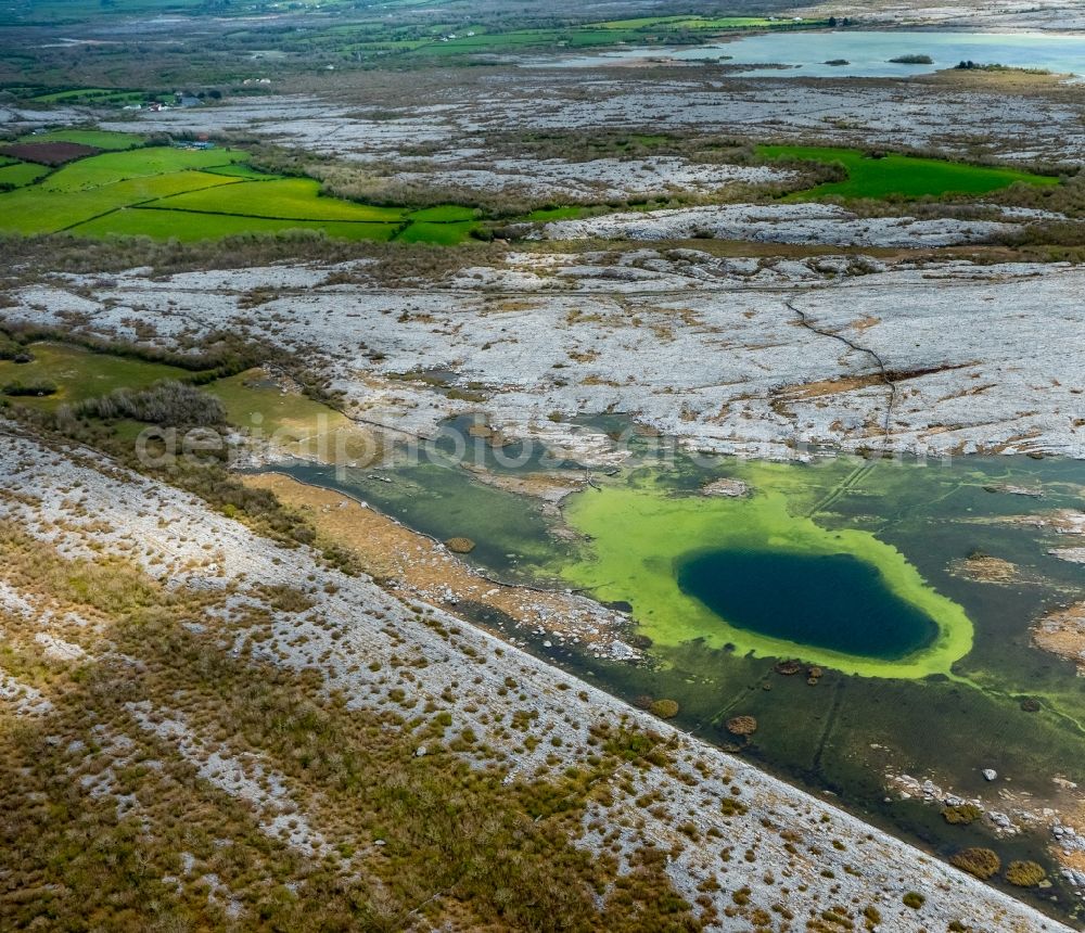 Mullaghmore Burren County from the bird's eye view: Rock and mountain landscape in Mullaghmore Burren County in Clare, Ireland