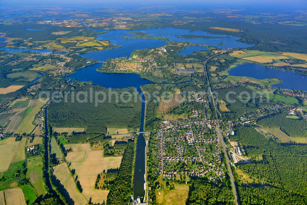 Aerial image Kirchmöser - Waterfront landscape on the lake in Kirchmoeser in the state Brandenburg, Germany