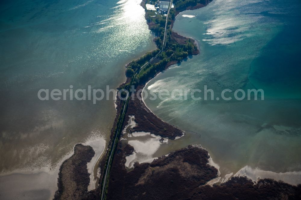 Aerial image Steckborn - Waterfront landscape on the lake Untersee on Bodensee in Steckborn in the canton Thurgau, Switzerland