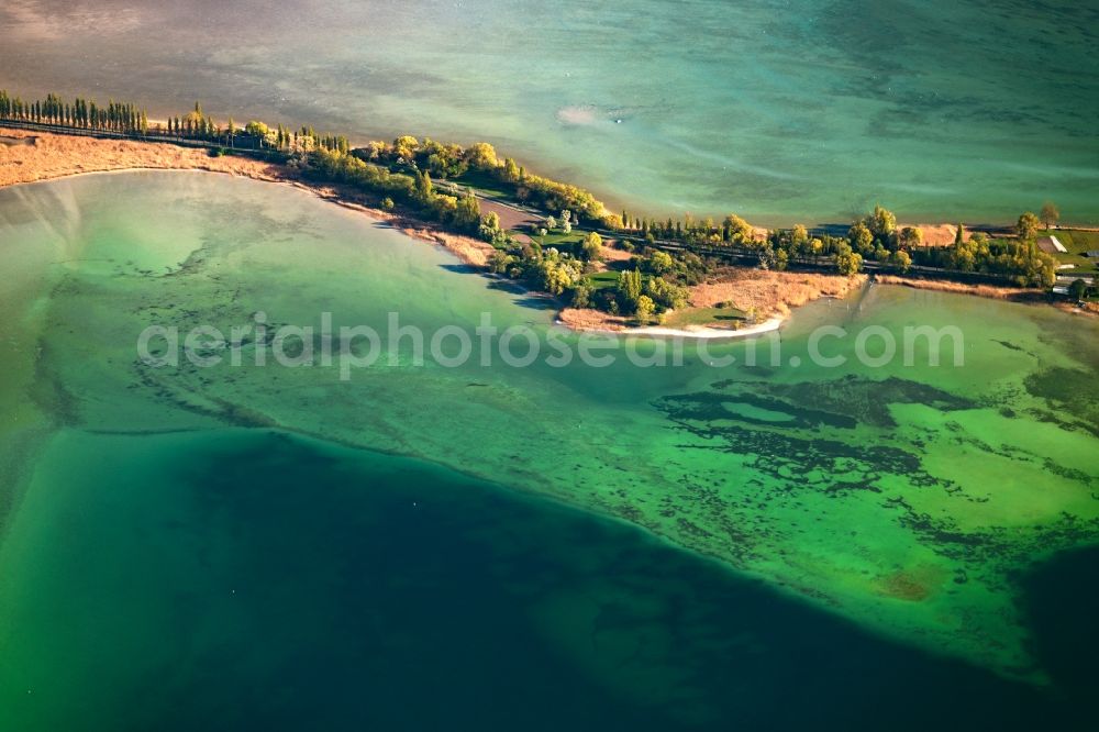 Aerial image Steckborn - Waterfront landscape on the lake Untersee on Bodensee in Steckborn in the canton Thurgau, Switzerland