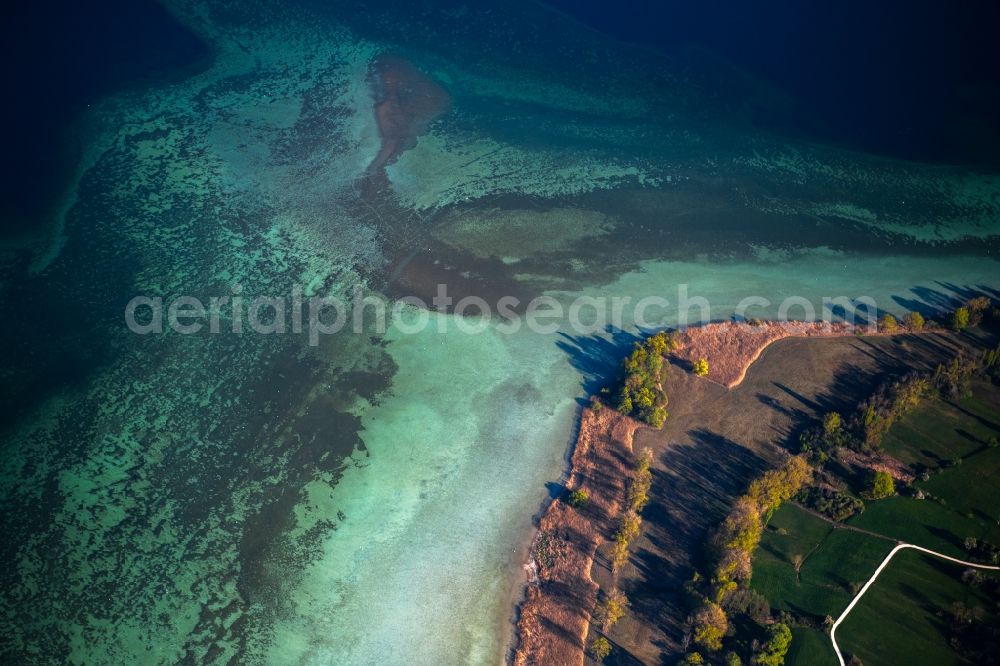 Steckborn from above - Waterfront landscape on the lake Untersee on Bodensee in Steckborn in the canton Thurgau, Switzerland