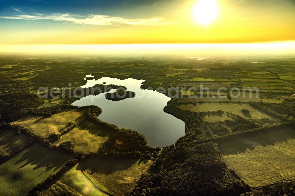 Stocksee from the bird's eye view: Riparian landscape in the area of a??a??the Stocksee in the state Schleswig-Holstein, Germany