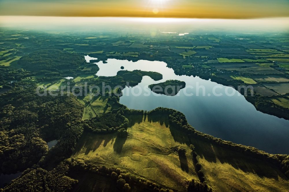 Aerial image Stocksee - Riparian landscape in the area of a??a??the Stocksee in the state Schleswig-Holstein, Germany