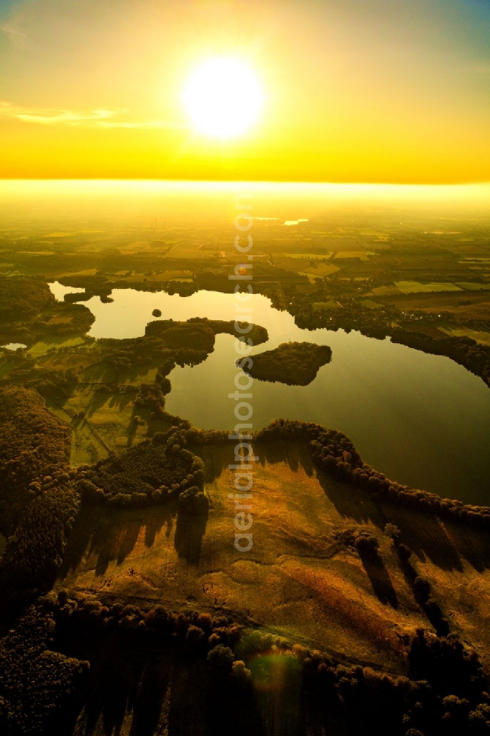 Stocksee from above - Riparian landscape in the area of the Stocksee in the state Schleswig-Holstein, Germany