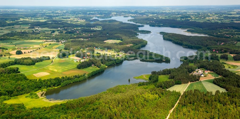 Aerial photograph Zakowo - Waterfront landscape on the lake in Zakowo in pomorskie, Poland