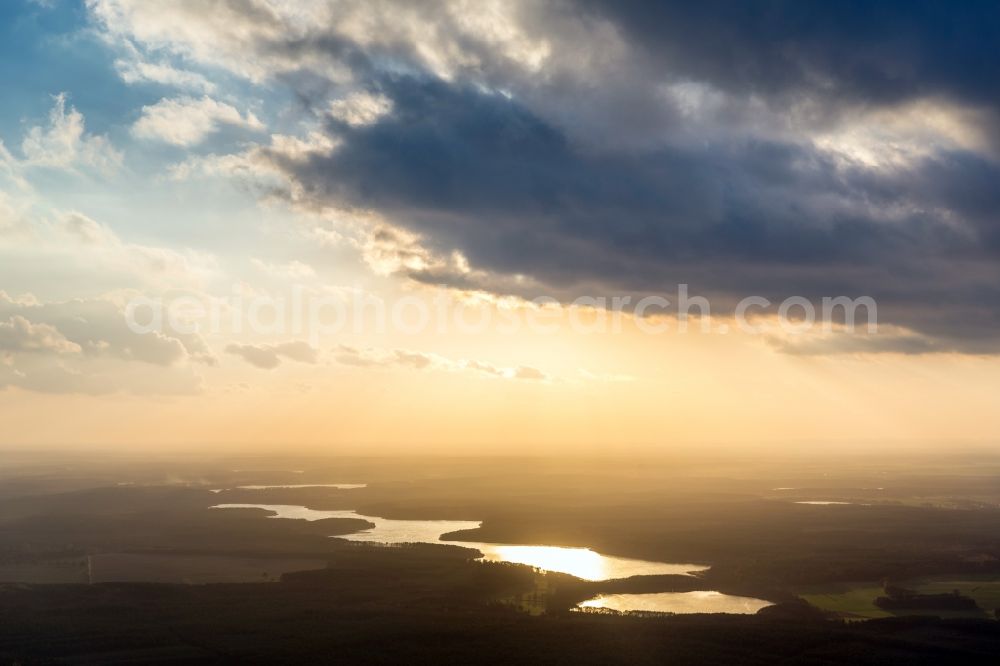 Aerial image Wesenberg - View of a seascape in the backlight near Wesenberg in the state Mecklenburg-West Pomerania