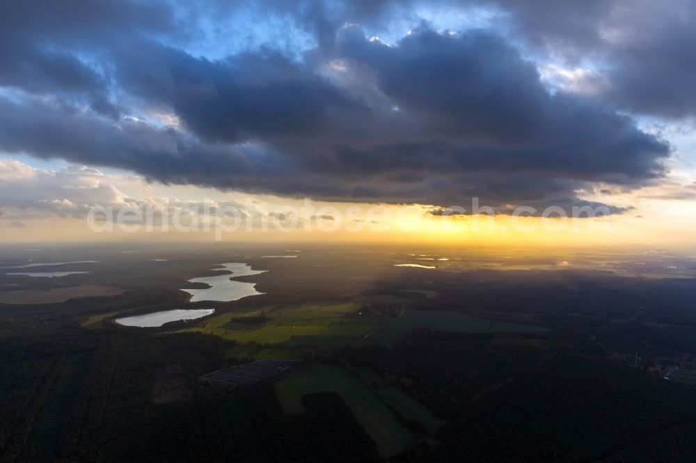 Aerial photograph Wesenberg - View of a seascape in the backlight near Wesenberg in the state Mecklenburg-West Pomerania