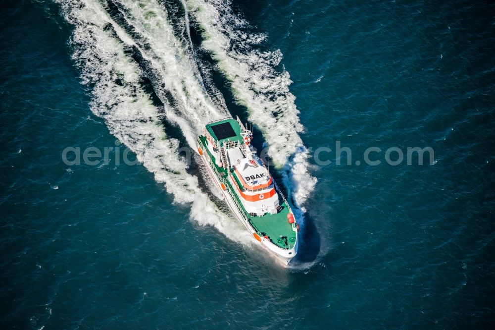 Aerial photograph Sassnitz - Sea cruiser and rescue ship HARRO KOEBKE der Deutsche Gesellschaft zur Rettung Schiffbruechiger ( DGzRS ) in Sassnitz in the state Mecklenburg - Western Pomerania