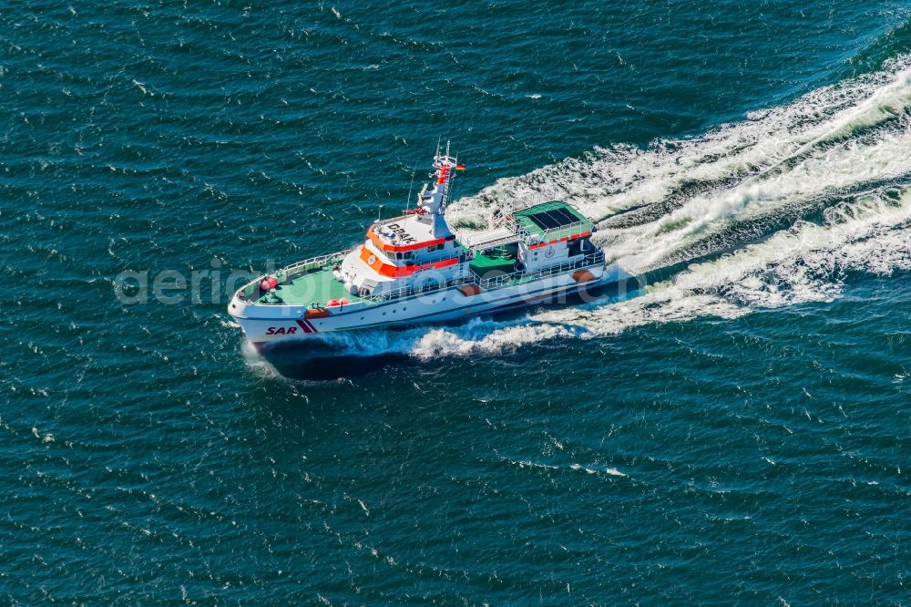 Sassnitz from above - Sea cruiser and rescue ship HARRO KOEBKE der Deutsche Gesellschaft zur Rettung Schiffbruechiger ( DGzRS ) in Sassnitz in the state Mecklenburg - Western Pomerania