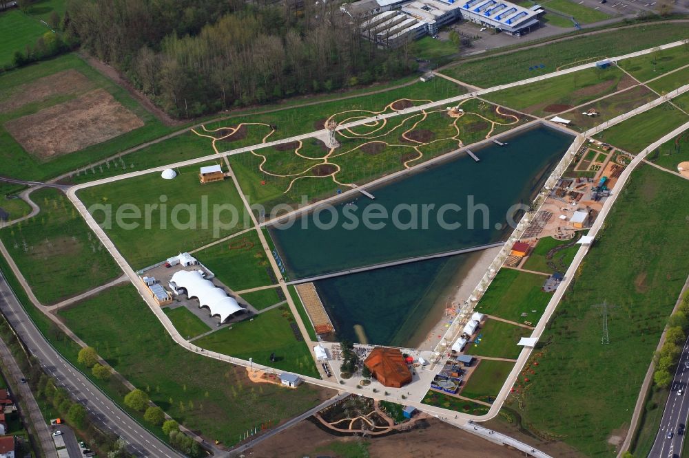 Lahr/Schwarzwald from above - Exhibition grounds and park areas of the horticultural show Landesgartenschau 2018 in Lahr/Schwarzwald in the state Baden-Wuerttemberg, Germany