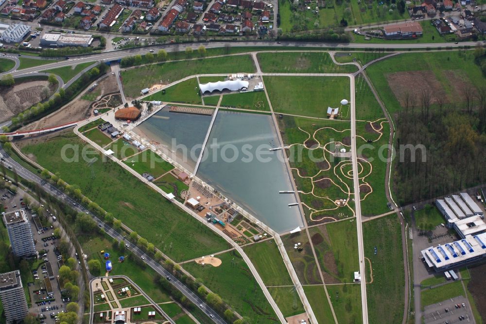 Aerial image Lahr/Schwarzwald - Exhibition grounds and park areas of the horticultural show Landesgartenschau 2018 in Lahr/Schwarzwald in the state Baden-Wuerttemberg, Germany