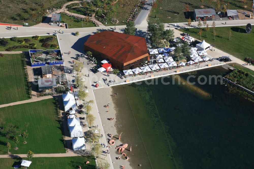 Lahr/Schwarzwald from above - Final weekend on the exhibition grounds and park areas of the horticultural show Landesgartenschau 2018 in Lahr/Schwarzwald in the state Baden-Wurttemberg, Germany