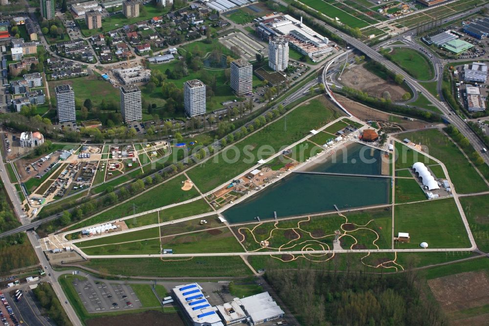 Aerial photograph Lahr/Schwarzwald - Exhibition grounds and park areas of the horticultural show Landesgartenschau 2018 in Lahr/Schwarzwald in the state Baden-Wuerttemberg, Germany