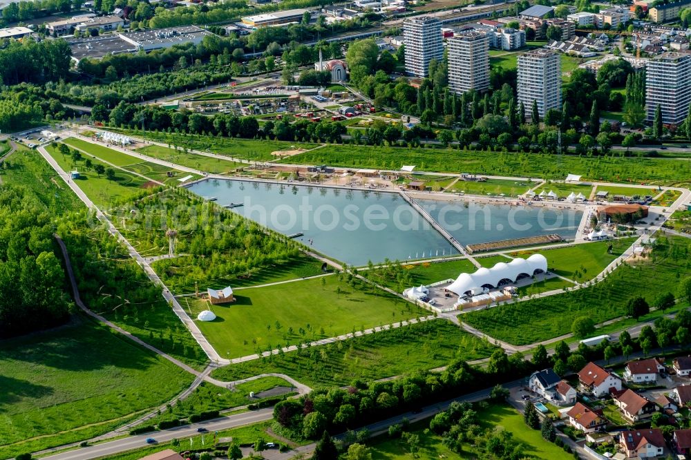 Aerial photograph Lahr/Schwarzwald - Exhibition grounds and park areas of the horticultural show Landesgartenschau 2018 in Lahr/Schwarzwald in the state Baden-Wuerttemberg, Germany