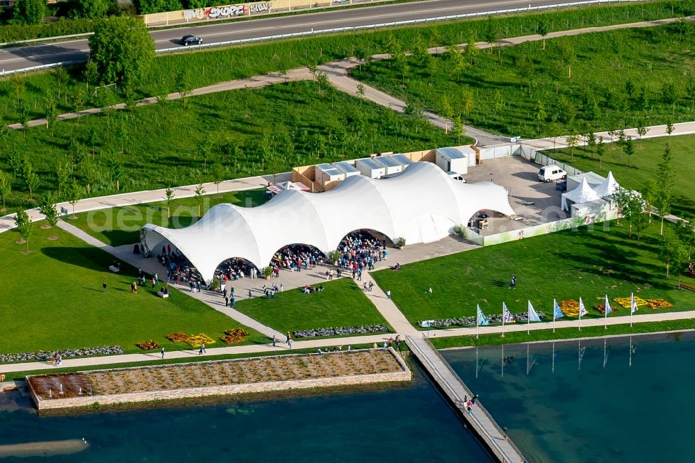 Lahr/Schwarzwald from above - Exhibition grounds and park areas of the horticultural show Landesgartenschau 2018 in Lahr/Schwarzwald in the state Baden-Wuerttemberg, Germany