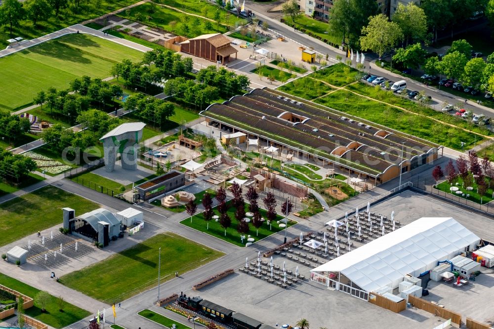 Lahr/Schwarzwald from the bird's eye view: Exhibition grounds and park areas of the horticultural show Landesgartenschau 2018 in Lahr/Schwarzwald in the state Baden-Wuerttemberg, Germany